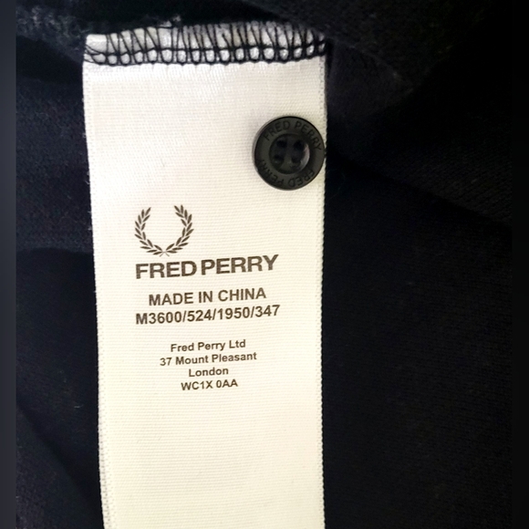 Fred Perry Polo Shirt Men's Large Black White Tipped Laurel Wreath Pullover New - Picture 8 of 10